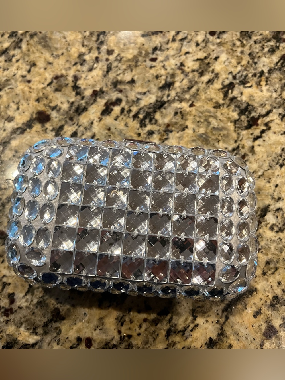 Bejeweled evening purse, silver and crystal